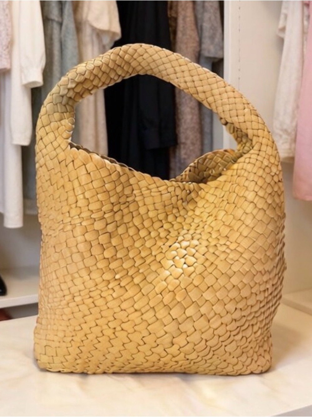 Melie Bianco Woven Hobo Bag in Tan/Khaki - Picture 2 of 5